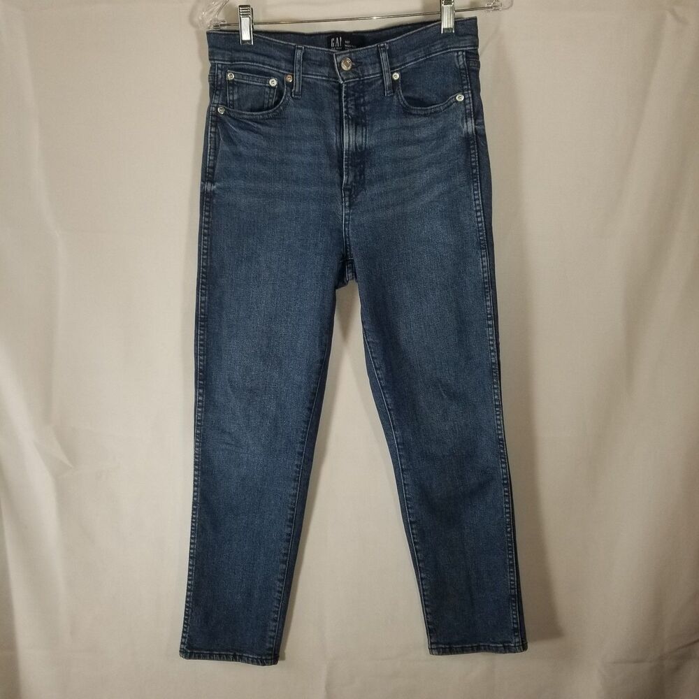 GAP High Rise Vintage Slim Jeans Size 4R 27 Dark Villa Wash Blue Stretch Denim